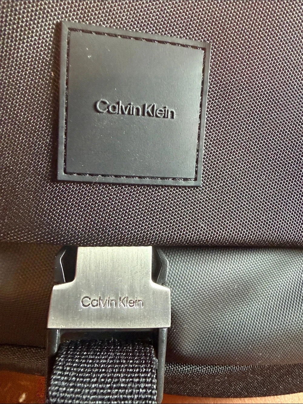 Calvin Klein Black Nylon Messenger Crossbody Bag
